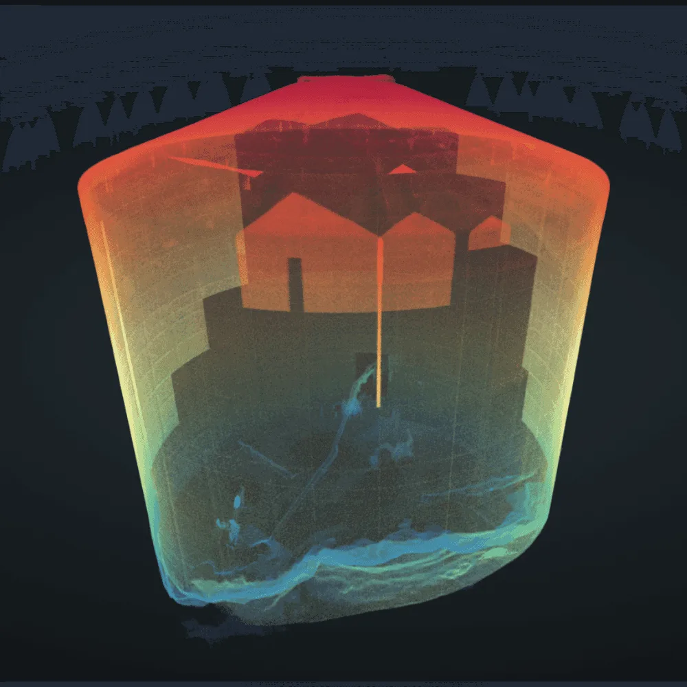 Modèle 3D LiDAR de l'intérieur du digesteur