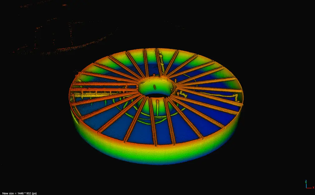 Nuage de points LiDAR d'un clarificateur