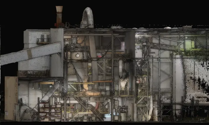 Nuage de points d'un bâtiment industriel pour un scan to BIM